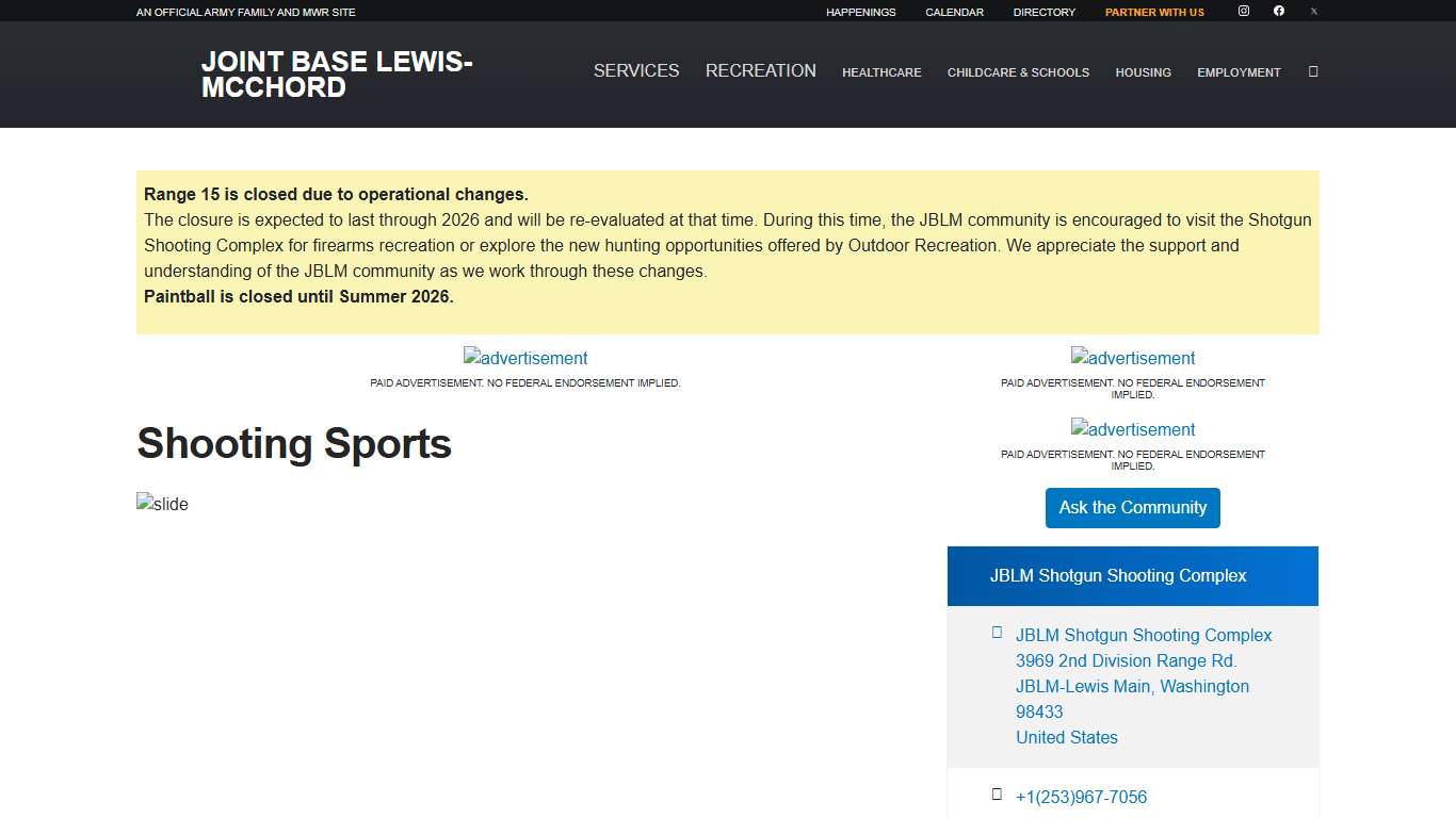 Shooting Sports :: Joint Base Lewis-McChord :: US Army MWR